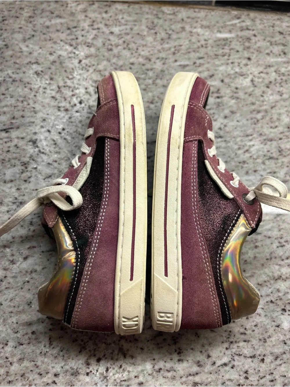 Birkenstock Astee Kids Glitter suede mauve/pink lace-Up Sneakers size 1(32)